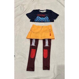 Demon Hunter KPop 4-Piece Costume Set:  Crop Top, Skirt & 2 Leg Accessories